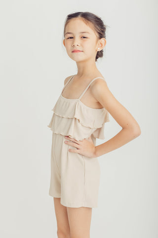 Beige Romper Rib Knit Cold Shoulder Romper Kids - Mossimo PH