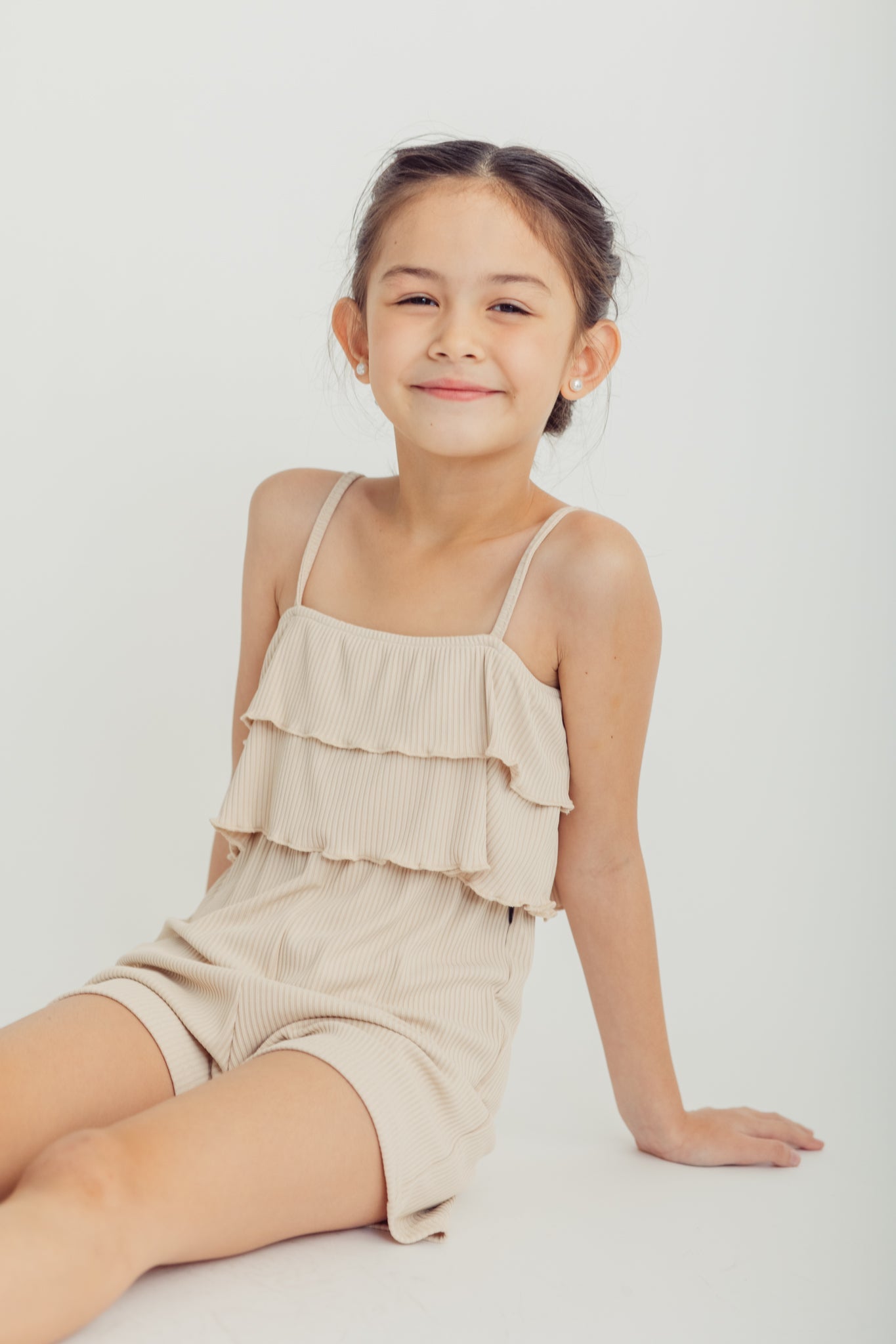 Beige Romper Rib Knit Cold Shoulder Romper Kids - Mossimo PH