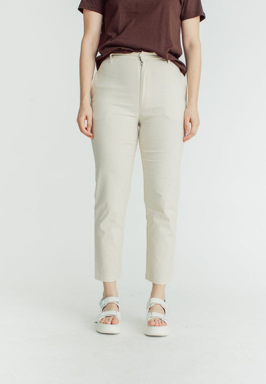 Beige Tapered High Rise Trousers - Mossimo PH