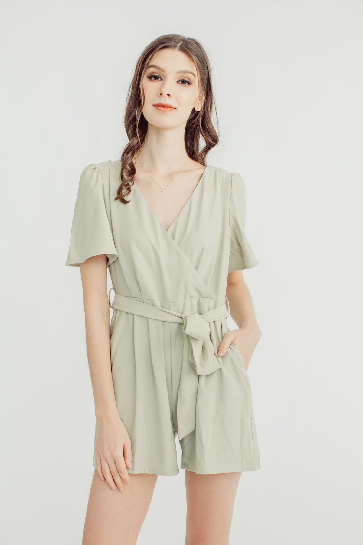 Belle Wrap Romper with Ribbon - Mossimo PH