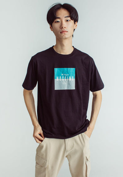 Black Basic Round Neck Comfort Fit Tee with Flat Print - Mossimo PH