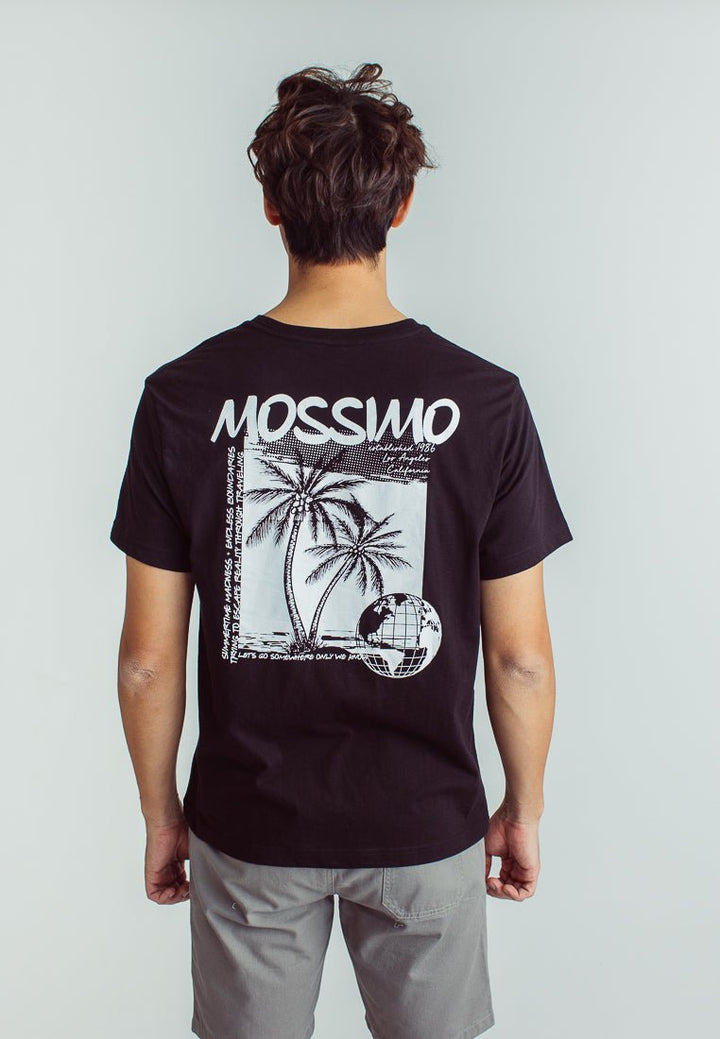 Black Basic Round Neck Modern Fit Tee with Back Flat Print - Mossimo PH