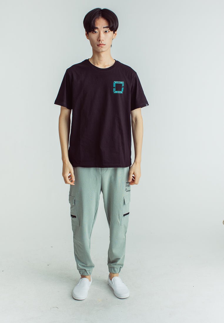 Black Basic Round Neck Modern Fit Tee with Flat Print - Mossimo PH