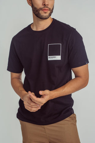 Black Basic Round Neck Modern Fit Tee with High Density Print - Mossimo PH