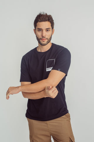 Black Basic Round Neck Modern Fit Tee with High Density Print - Mossimo PH