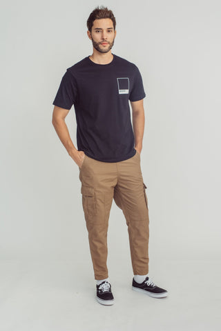 Black Basic Round Neck Modern Fit Tee with High Density Print - Mossimo PH