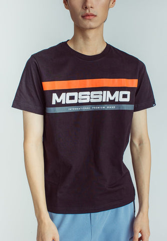 Black Basic Round Neck Muscle Fit Tee with Flat Print - Mossimo PH