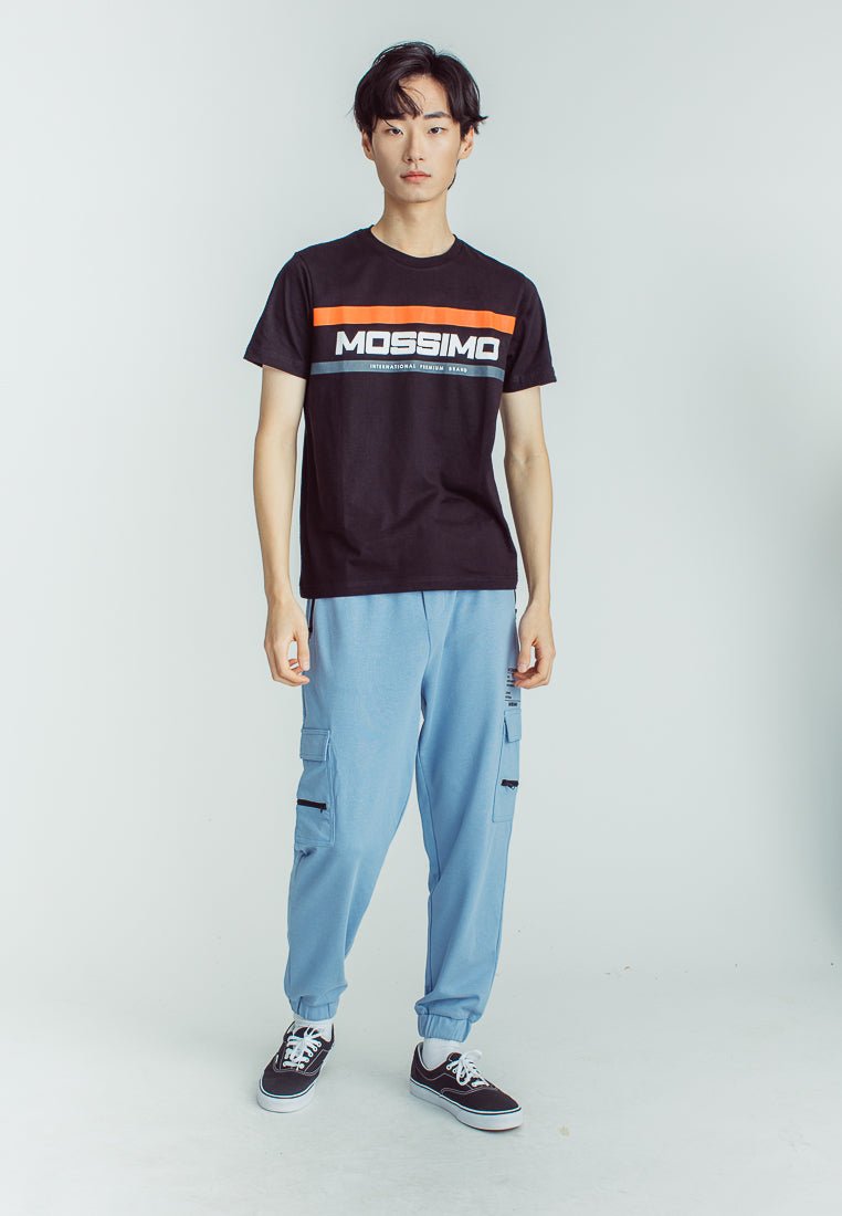 Black Basic Round Neck Muscle Fit Tee with Flat Print - Mossimo PH