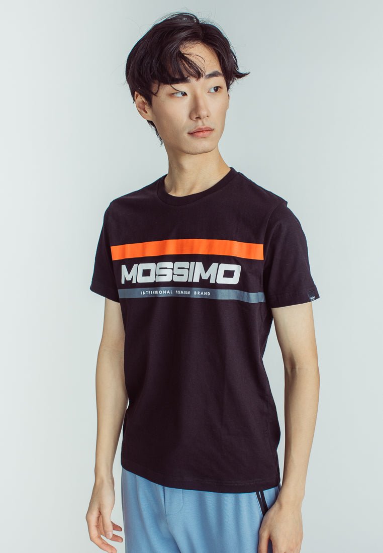 Black Basic Round Neck Muscle Fit Tee with Flat Print - Mossimo PH