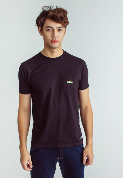 Black Classic Fit Tee with Sesame Crew Big Text and Functional Front Pocket - Mossimo PH