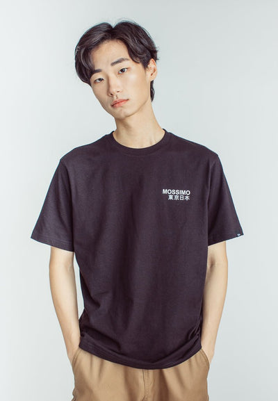 Black Comfort Fit Basic Round Neck Tee with Flat Print - Mossimo PH