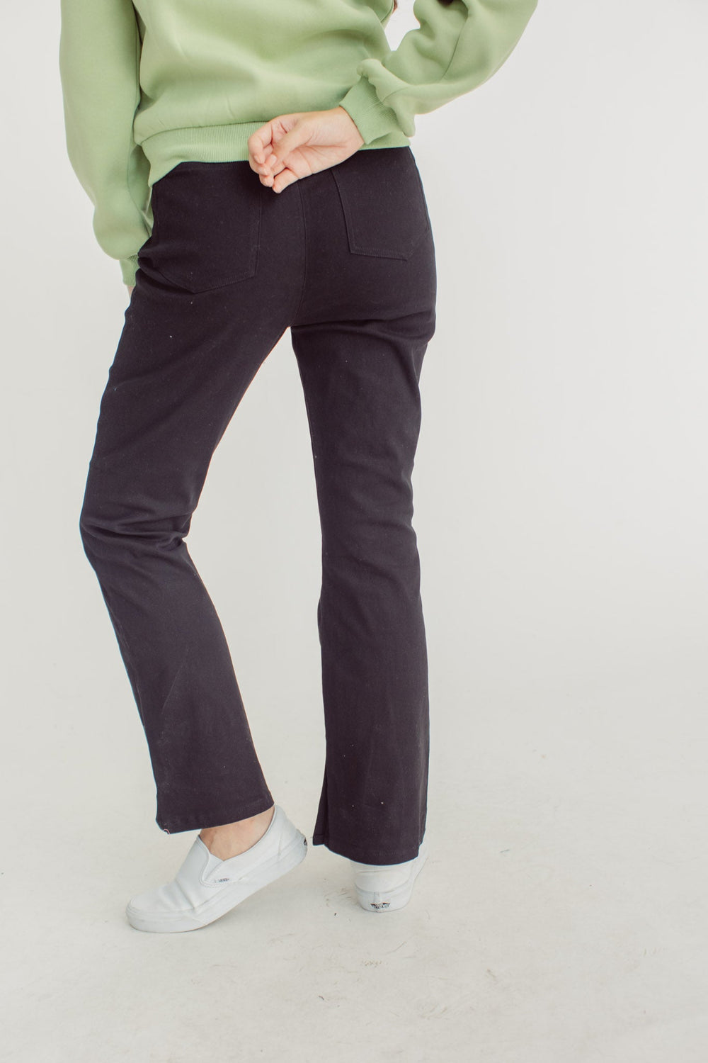 Black High Waisted Pants with Side Slit - Mossimo PH