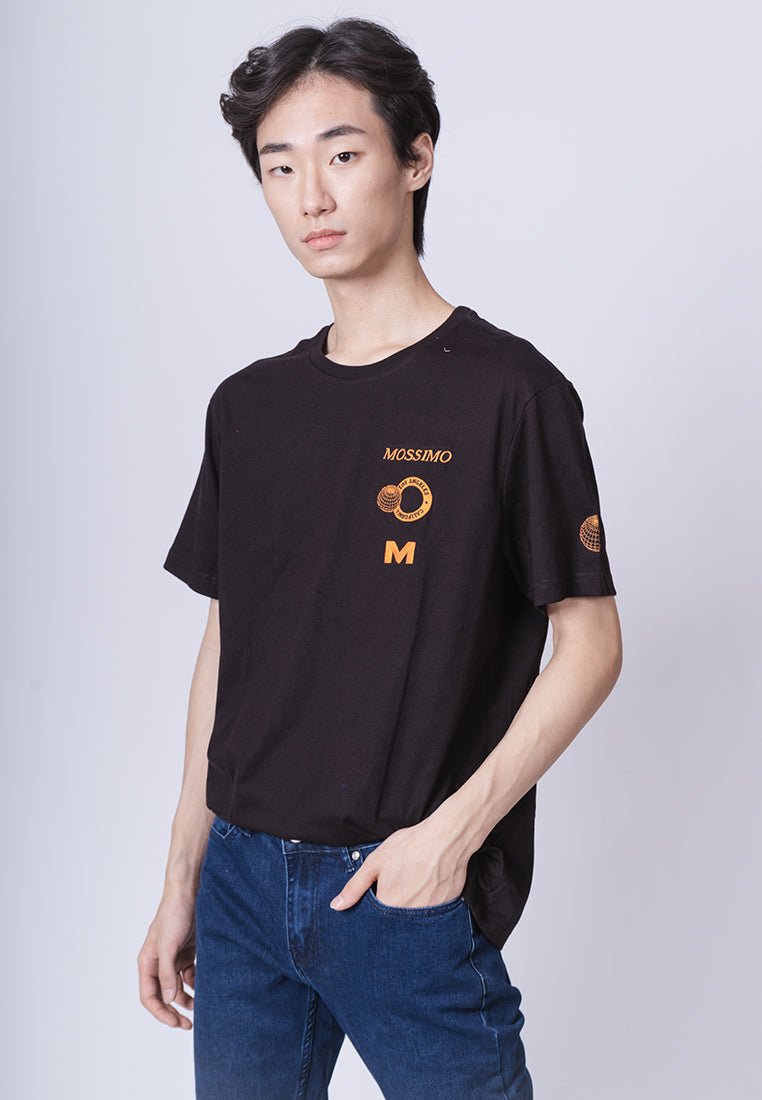Black Modern Fit Basic Round Neck Tee with Embroidery - Mossimo PH