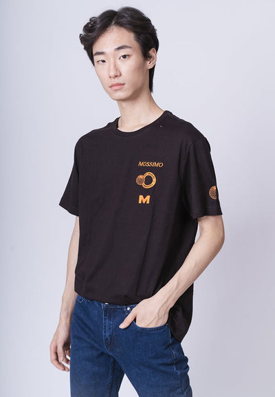 Black Modern Fit Basic Round Neck Tee with Embroidery - Mossimo PH