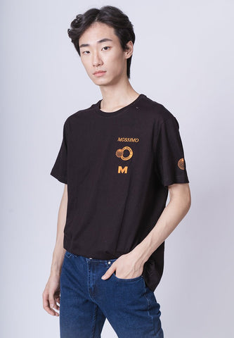 Black Modern Fit Basic Round Neck Tee with Embroidery - Mossimo PH