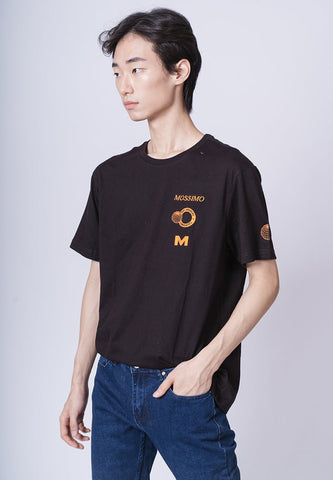 Black Modern Fit Basic Round Neck Tee with Embroidery - Mossimo PH