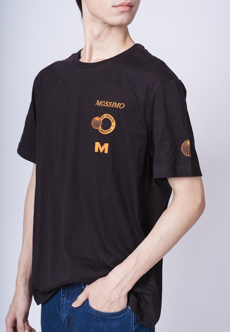 Black Modern Fit Basic Round Neck Tee with Embroidery - Mossimo PH