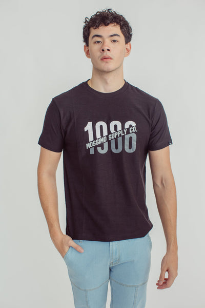 Black Premium Muscle Fit Tee with Flat Print - Mossimo PH