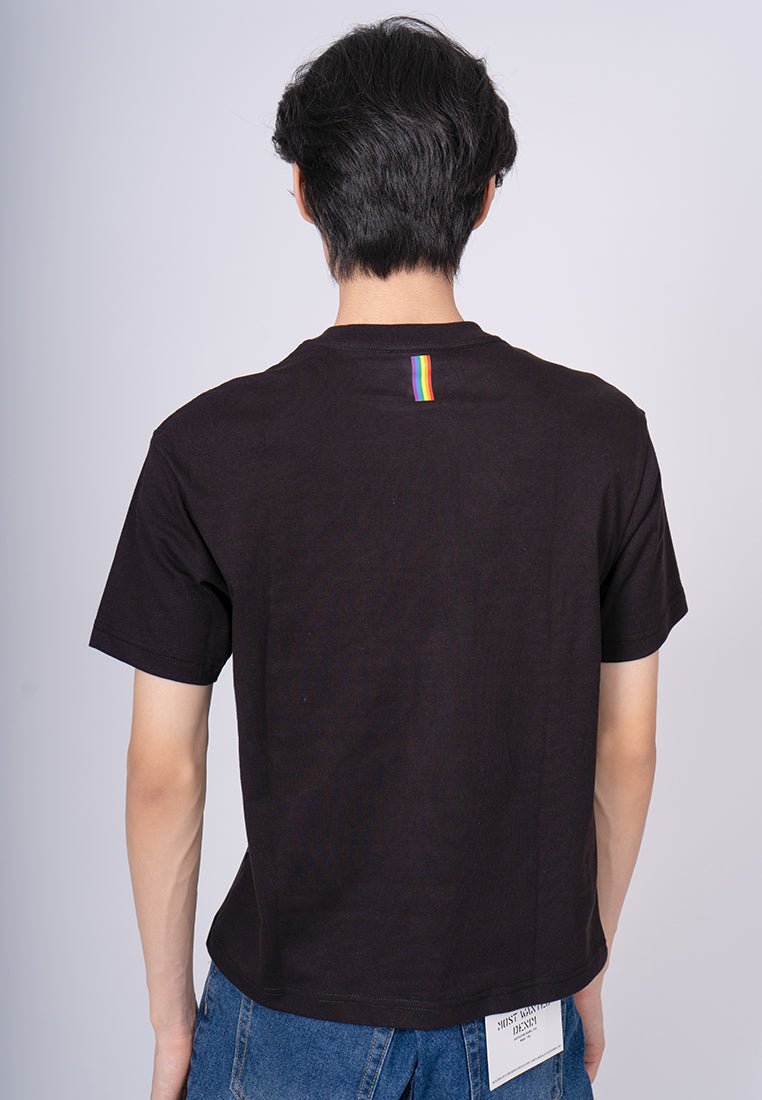 Black Pride Basic Round Neck with Flat Print Urban Fit Tee - Mossimo PH