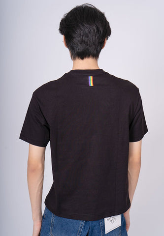 Black Pride Basic Round Neck with Flat Print Urban Fit Tee - Mossimo PH