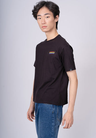 Black Pride Basic Round Neck with Flat Print Urban Fit Tee - Mossimo PH
