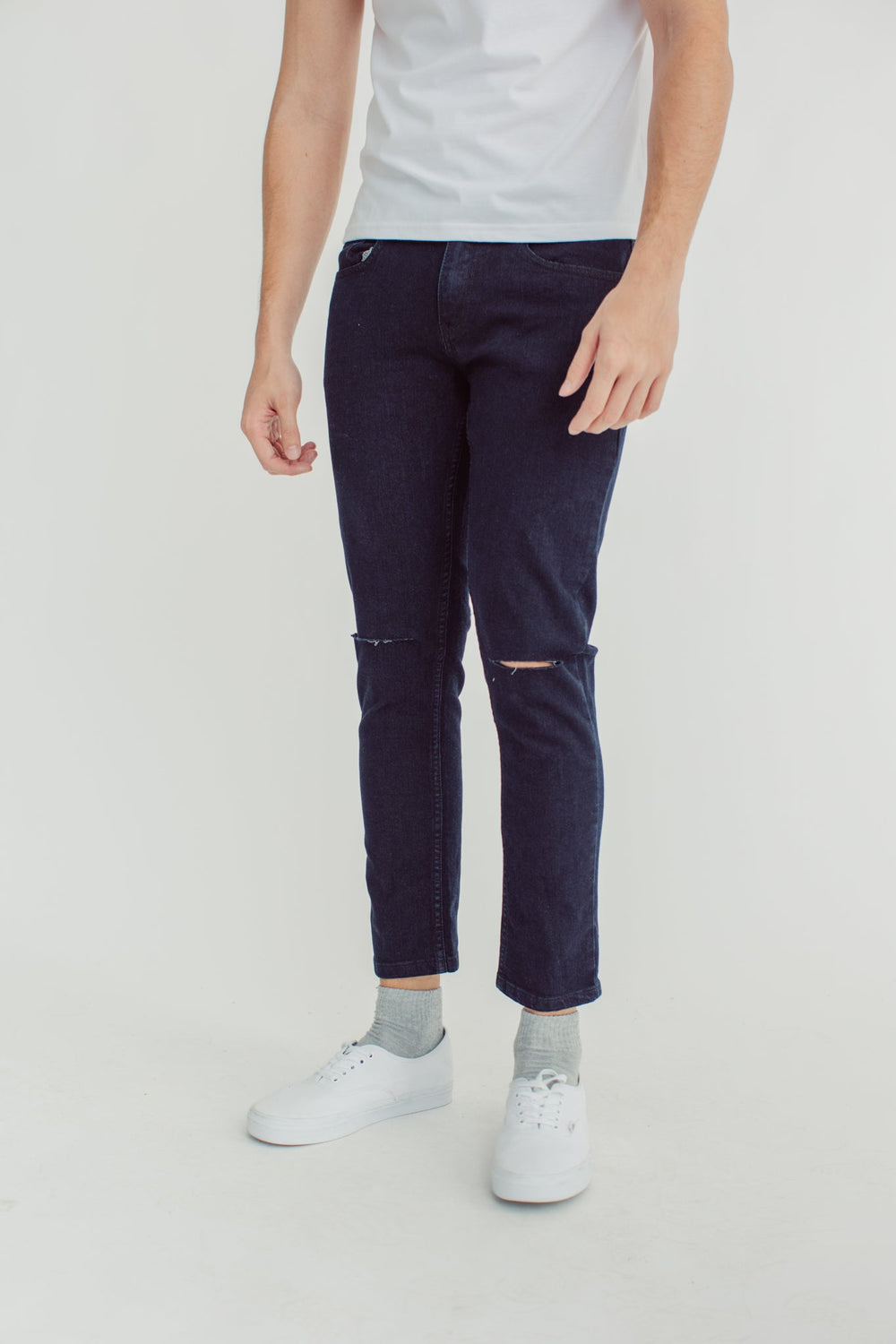 Black Skinny Low Rise Ripped Cropped Jeans - Mossimo PH