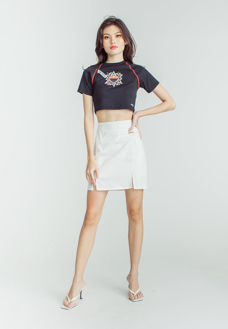 Black Super Cropped Fit Tee with Elmo Head Soft Touch Print - Mossimo PH