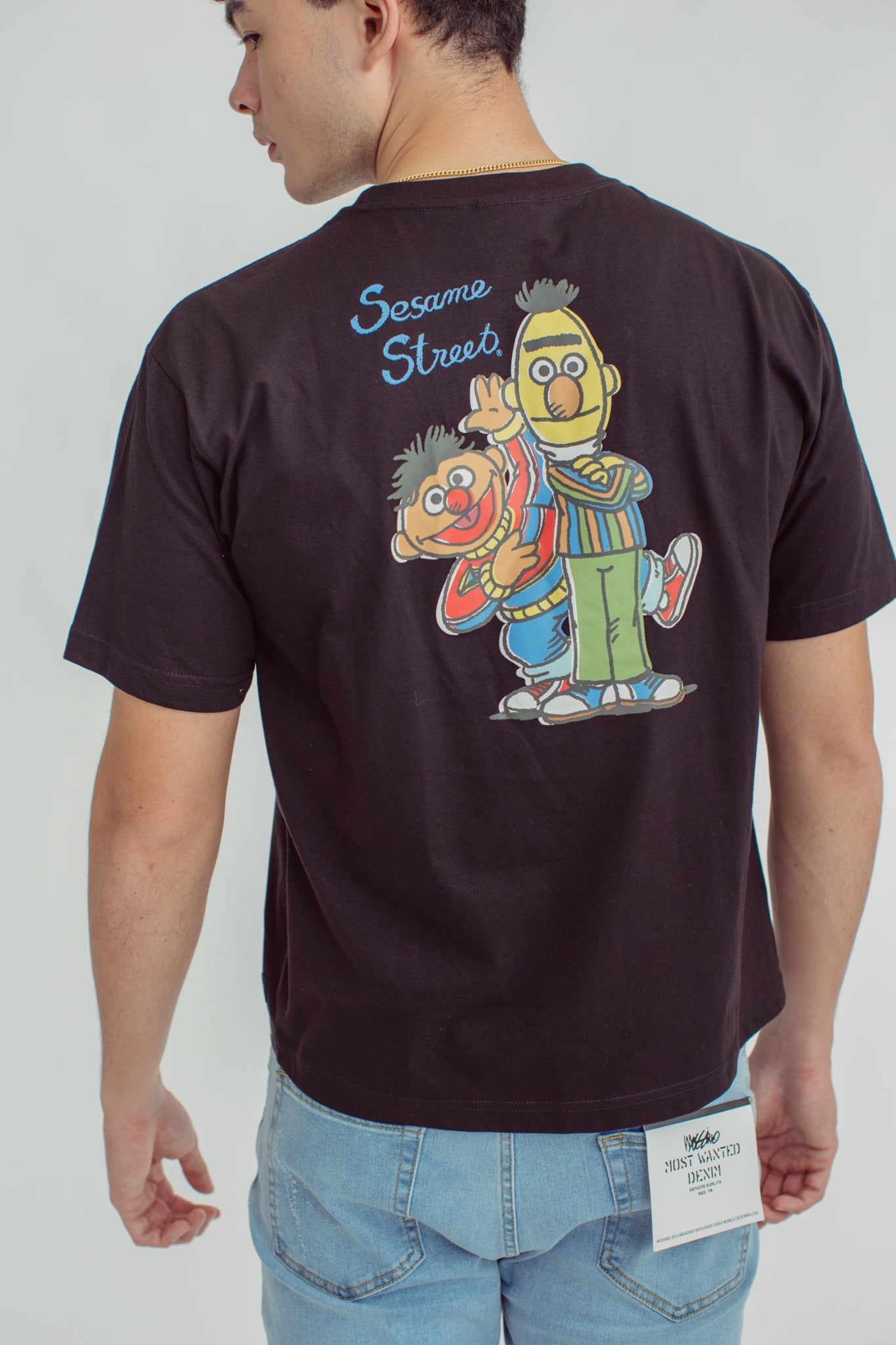 Black Unisex with Bert and Ernie Sesame Street Oversized Fit Tee - Mossimo PH