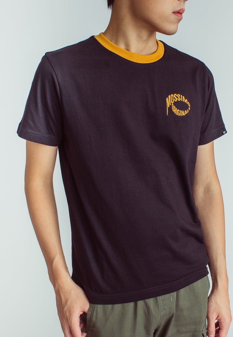Black with Embroidery Print Muscle Fit Basic Round Neck Tee - Mossimo PH