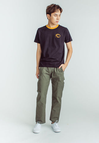 Black with Embroidery Print Muscle Fit Basic Round Neck Tee - Mossimo PH