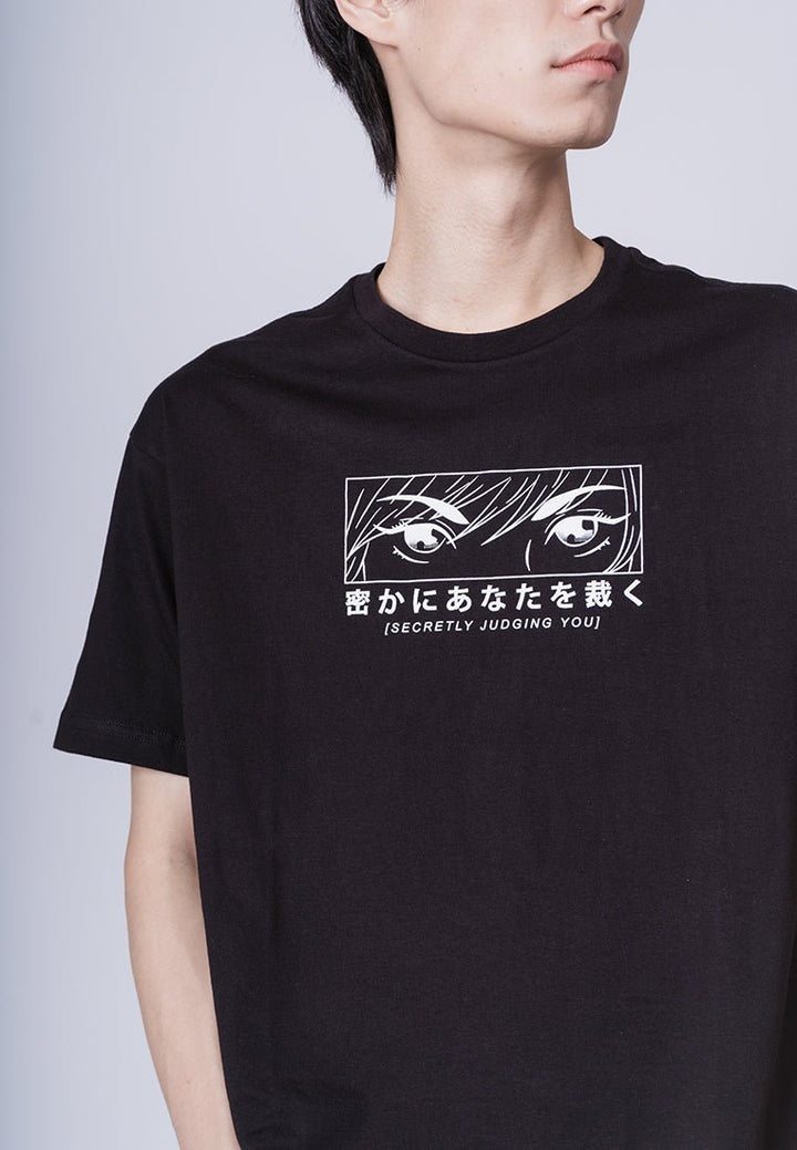 Black with Flat Print Basic Round Neck Urban Fit Tee - Mossimo PH