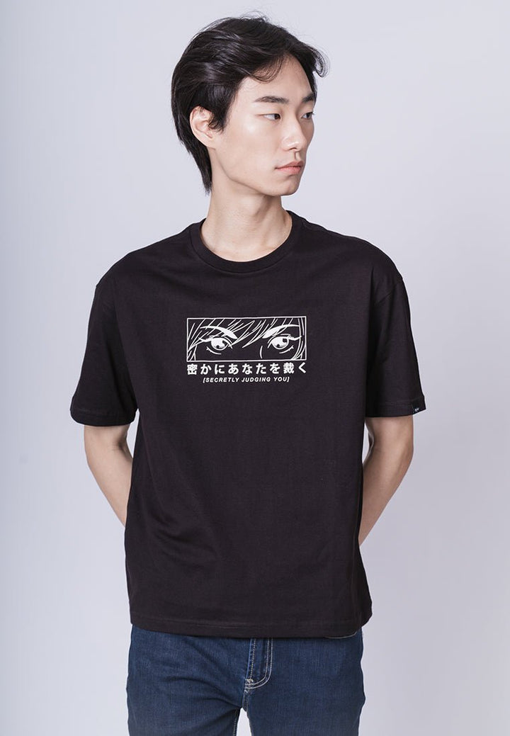 Black with Flat Print Basic Round Neck Urban Fit Tee - Mossimo PH