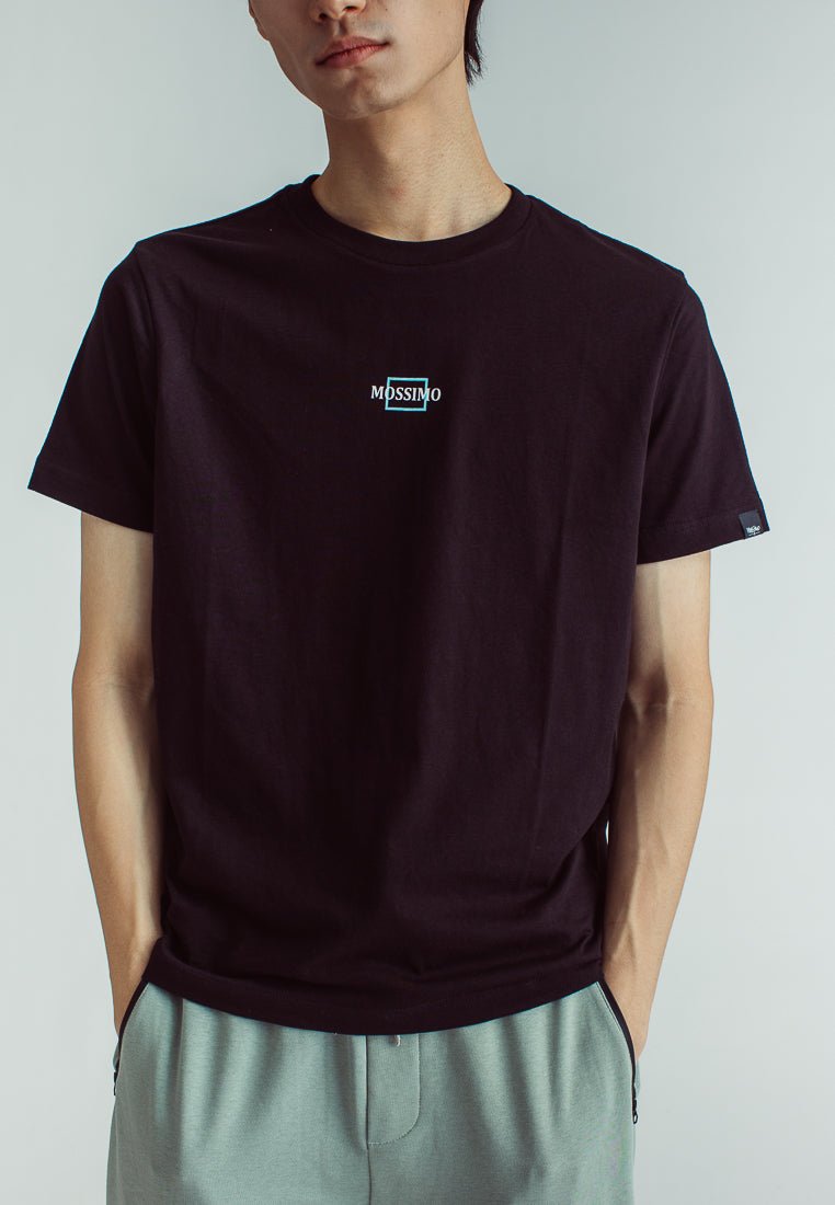 Black with Flat Print Muscle Fit Basic Round Neck Tee - Mossimo PH