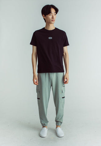 Black with Flat Print Muscle Fit Basic Round Neck Tee - Mossimo PH