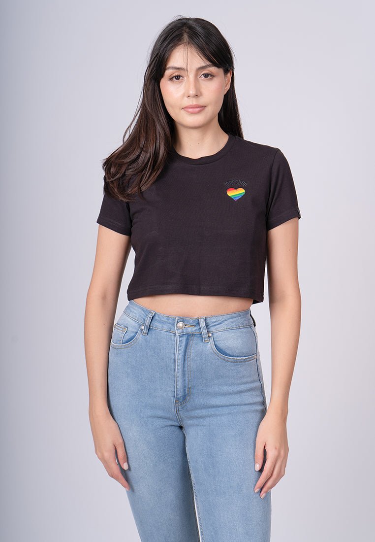 Black with Mossimo Embroidery Small Branding Vintage Cropped Fit Tee - Mossimo PH