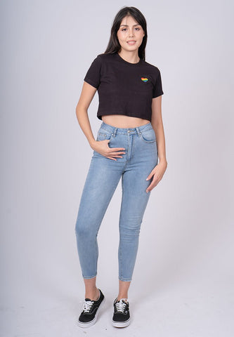 Black with Mossimo Embroidery Small Branding Vintage Cropped Fit Tee - Mossimo PH