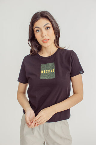 Black with Soft Touch and High Density Mossimo Text Patterns Classic Fit Tee - Mossimo PH