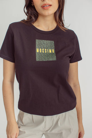 Black with Soft Touch and High Density Mossimo Text Patterns Classic Fit Tee - Mossimo PH