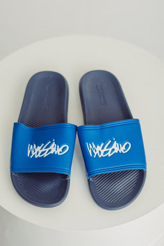 Blue Mossimo Embossed Branding Slides Slipper - Mossimo PH