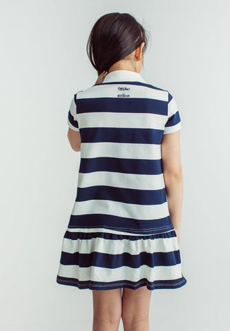 Blue Sesame Cookie Monster Polo Shirt Stripes Knit Dress with High Density Print - Mossimo PH