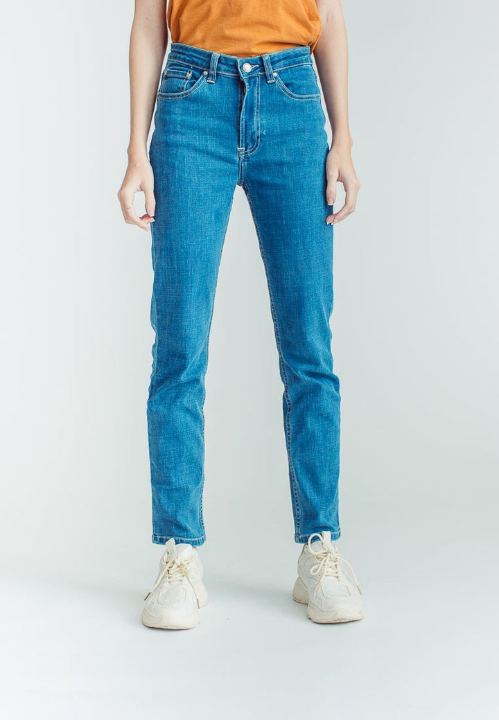 Blue Straight Cropped Mid Womens Five Pocket jeans - Mossimo PH
