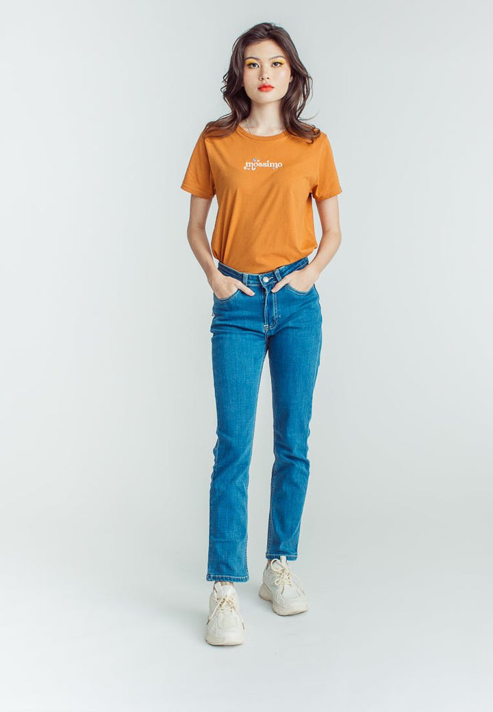 Blue Straight Cropped Mid Womens Five Pocket jeans - Mossimo PH