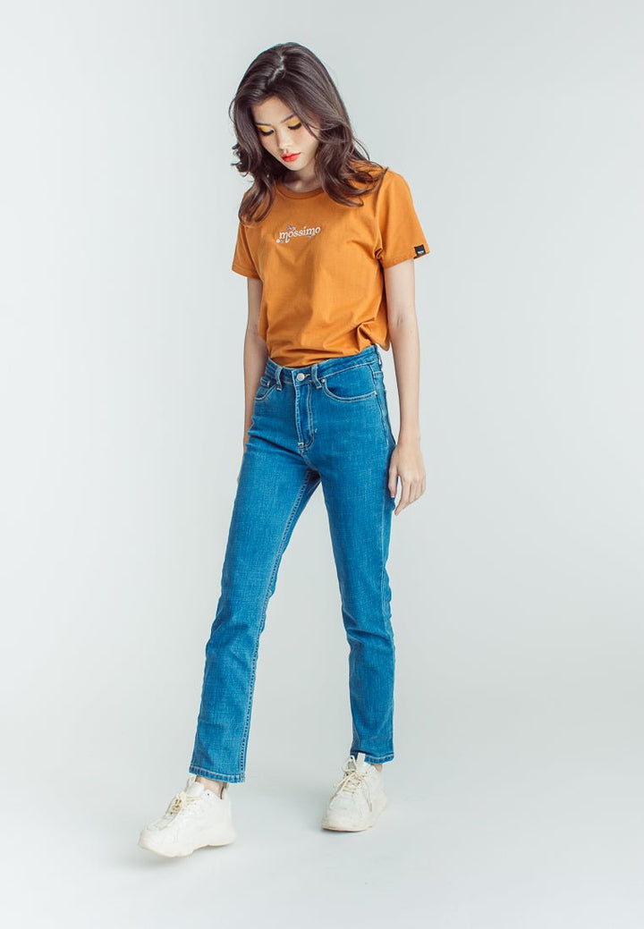 Blue Straight Cropped Mid Womens Five Pocket jeans - Mossimo PH