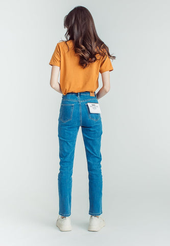 Blue Straight Cropped Mid Womens Five Pocket jeans - Mossimo PH