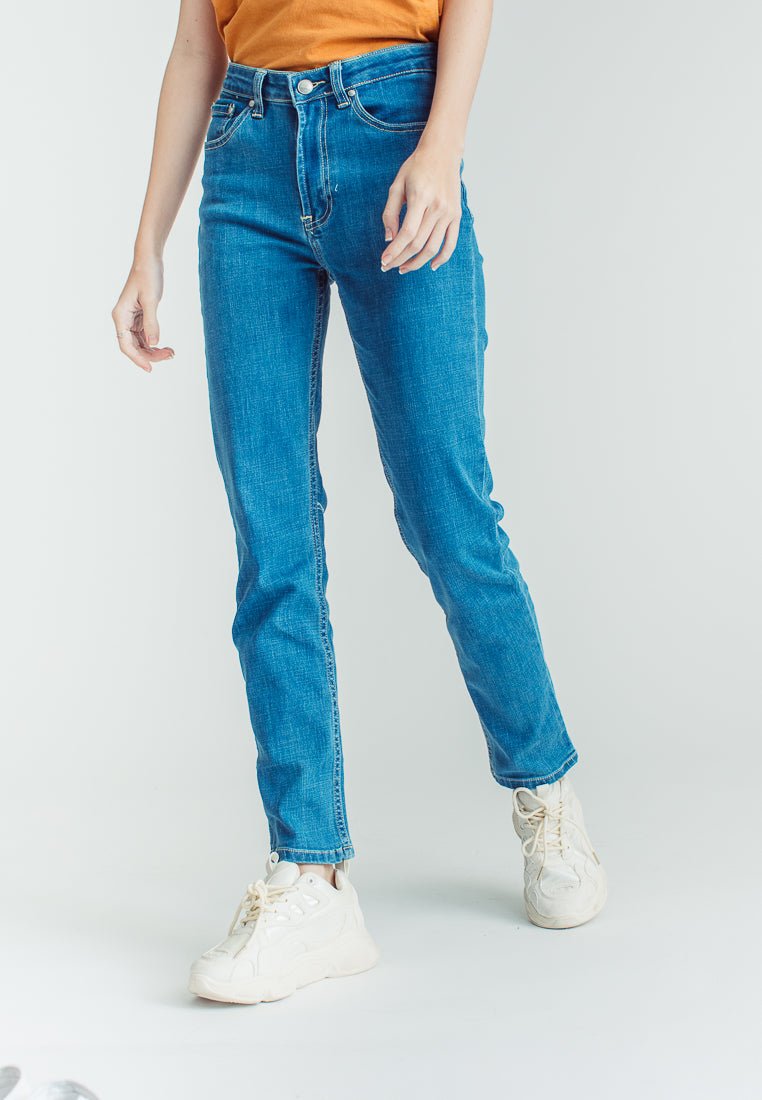 Blue Straight Cropped Mid Womens Five Pocket jeans - Mossimo PH