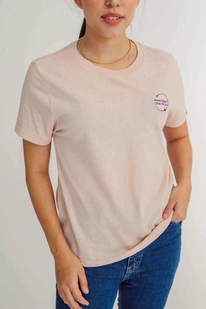 Blush Statement Tee with Embroidery Classic Fit Tee - Mossimo PH