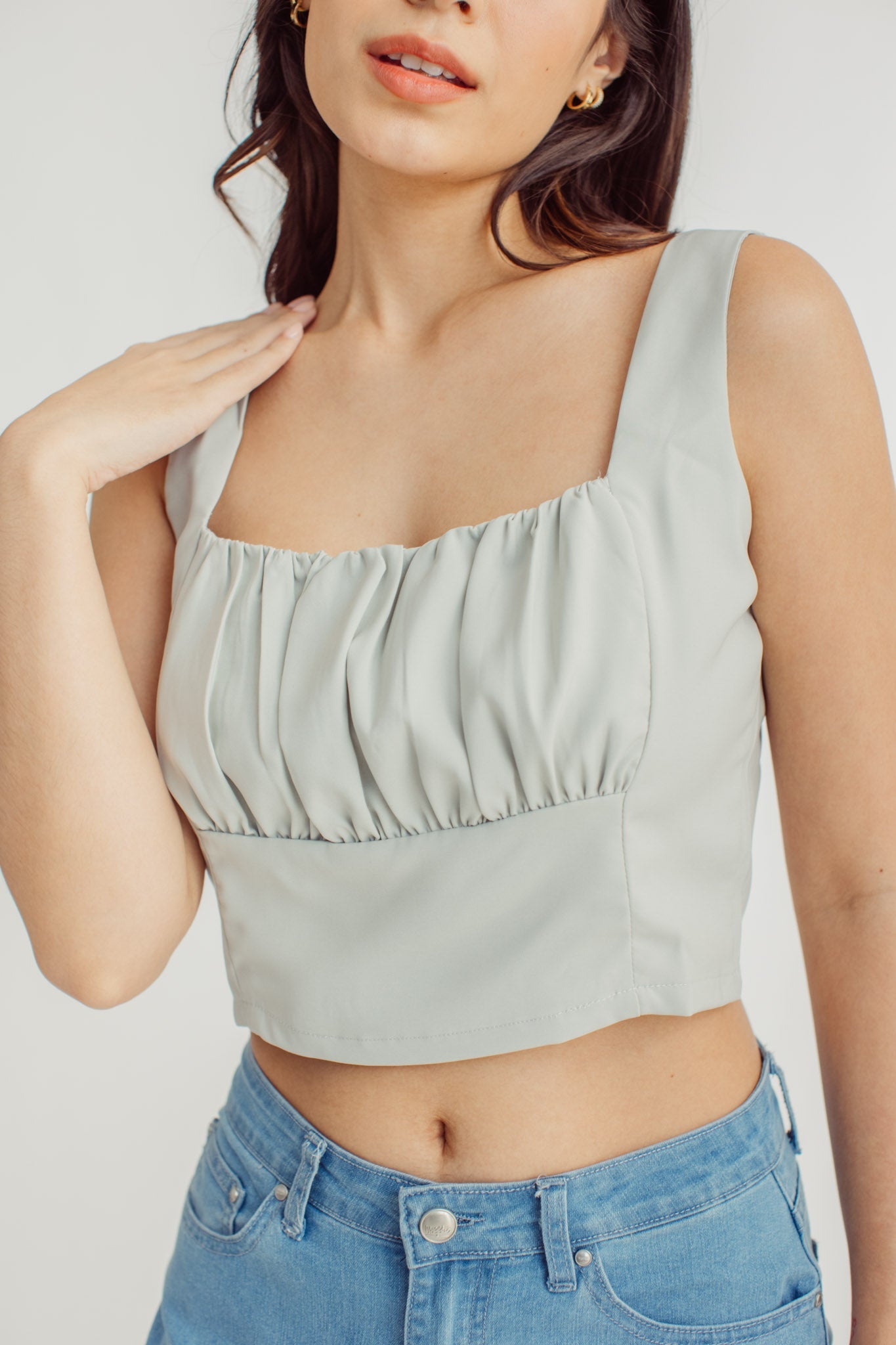 Cali Pale Green Square Neck Top - Mossimo PH