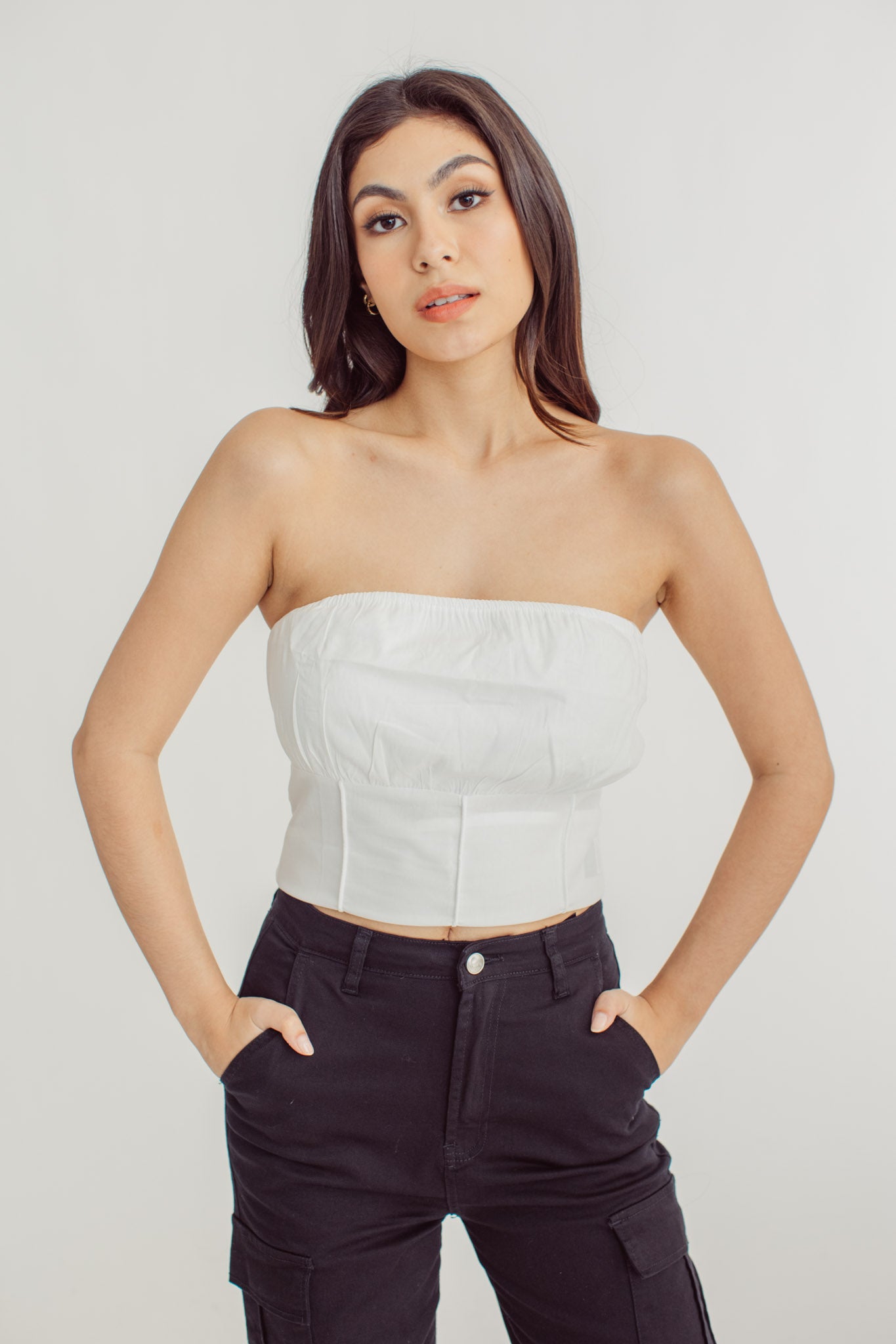 Katirina Top - Strapless Corset Bustier Top in White