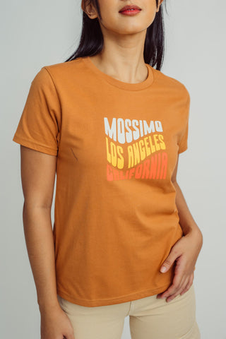 Cashew Mossimo Los Angeles California Retro Text with Flat Print Classic Fit Tee - Mossimo PH