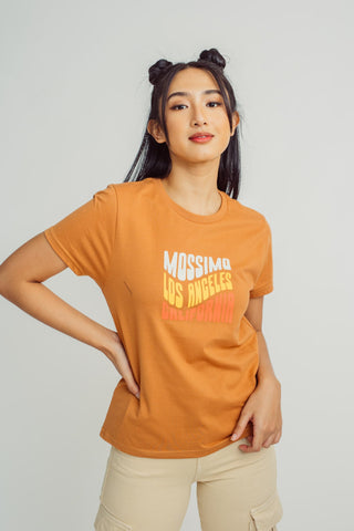 Cashew Mossimo Los Angeles California Retro Text with Flat Print Classic Fit Tee - Mossimo PH